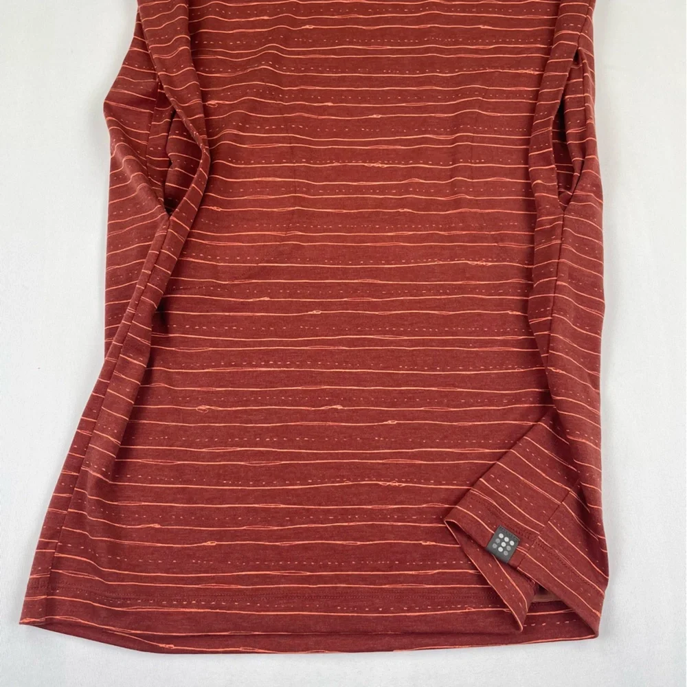 TITLE NINE Hiolani T-Shirt Dress Mirikuru Print Rust Striped V Neck Women’s XS - Picture 6 of 7
